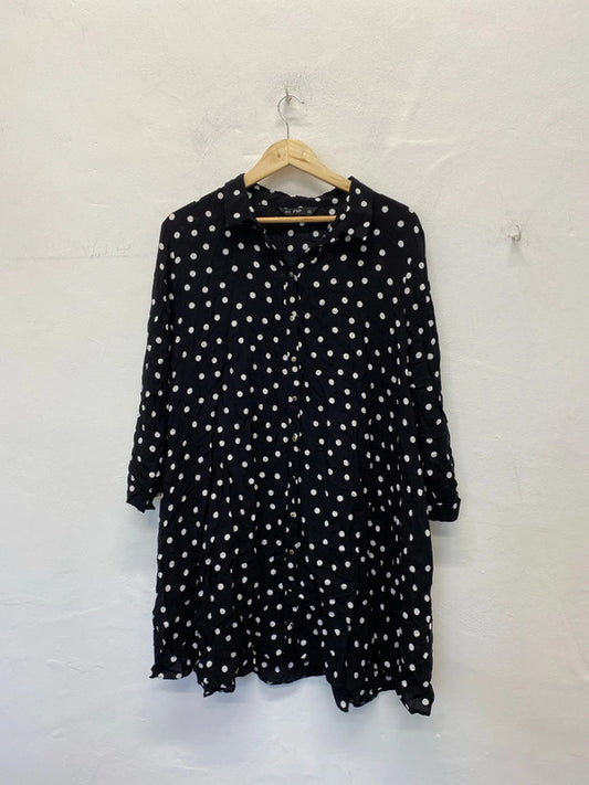 Fabulous F&F spotty tunic shirt dress Uk22 monochrome IM001