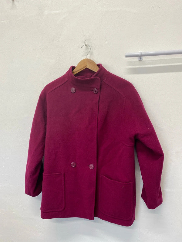 Fabulous Vintage Cerise pink wool blend vintage style coat Uk14 Planet MW001