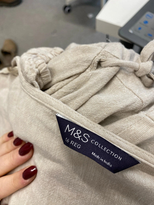 Lovely m&s beige linen wrap dress UK 16 LB005