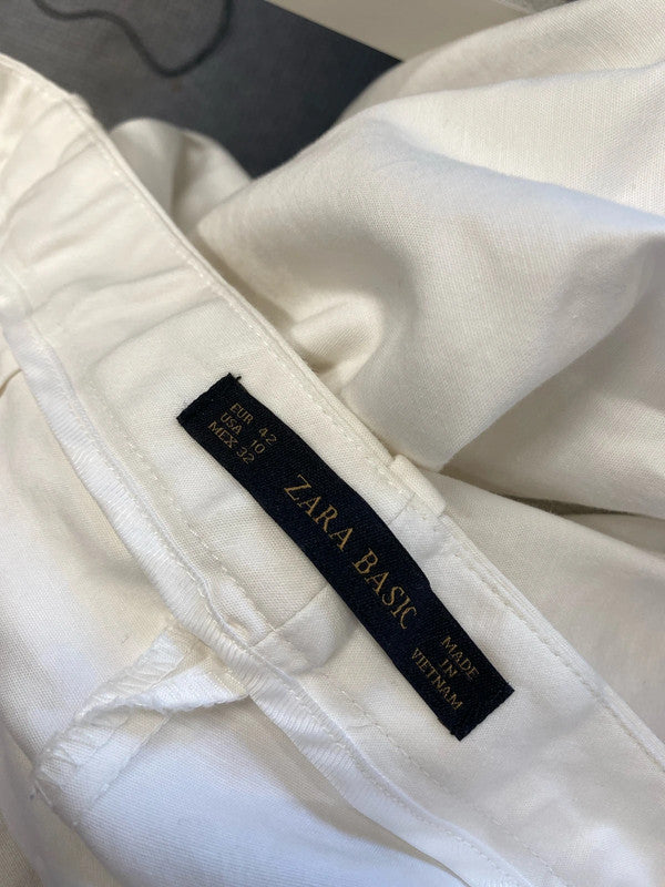 Lovely Zara casual white trousers office UK 14 NN001