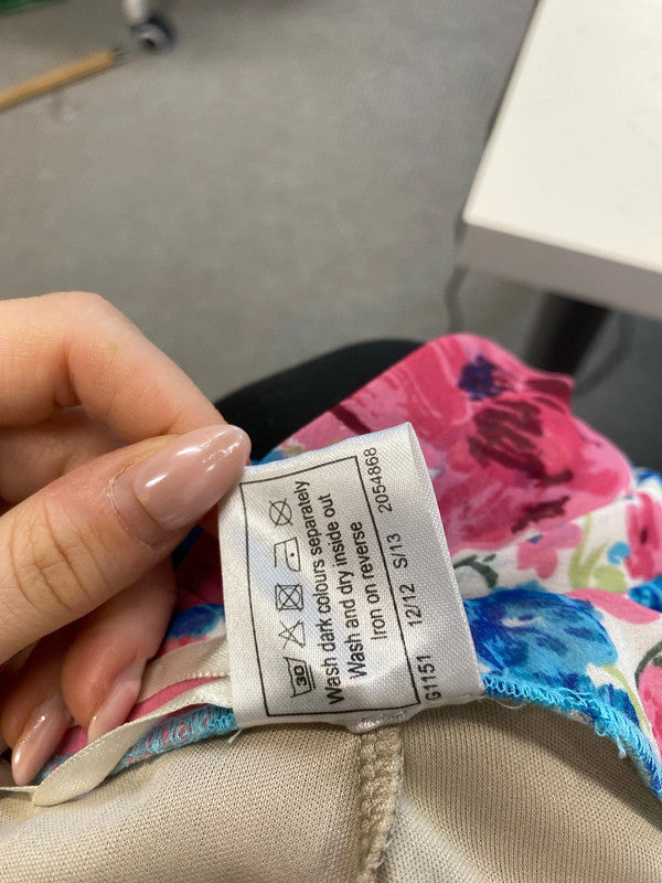 Stunning Edinburgh wooden mill isle floral chiffon midi skirt UK 16 IZ001