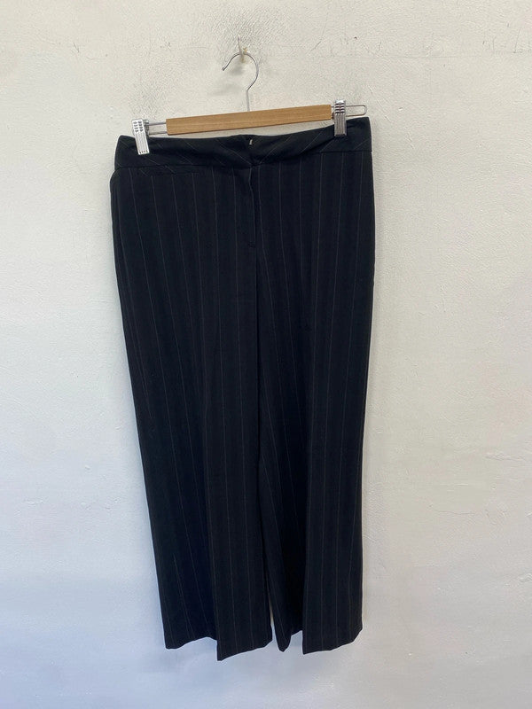 Lovely Matalan black pinstripe black wide leg trousers UK 10 AG005