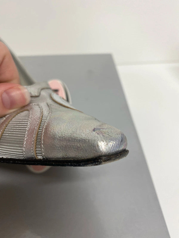 Saatchi Glamorous Silver Iridescent Mesh Heels UK 6 KM005