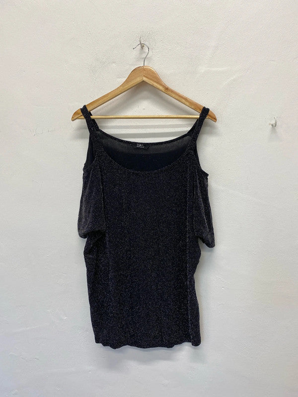 Fabulous simply be sparkly black cold shoulder top Uk20 RM002