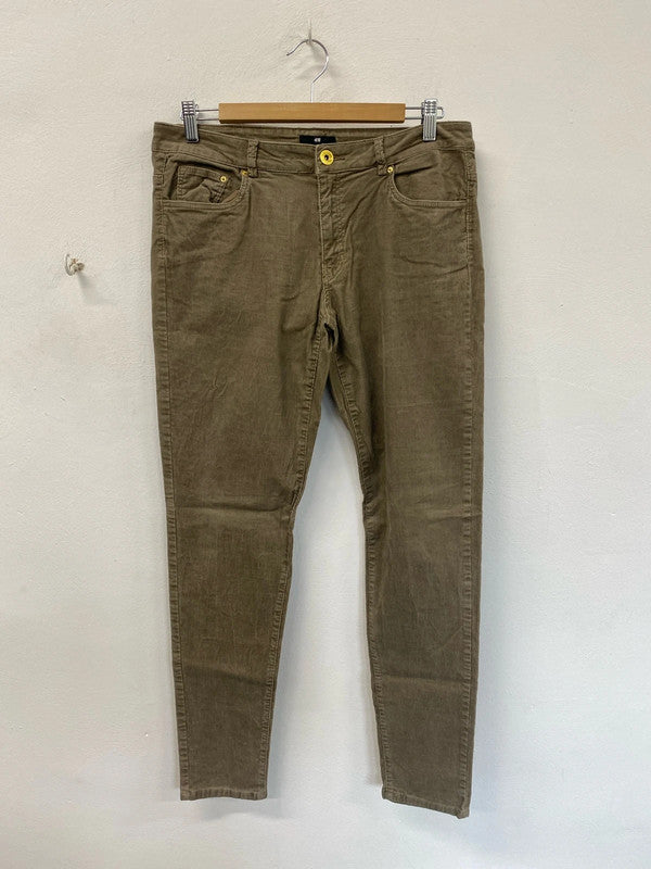 Classic brown tan H&M cords skinny slim trousers 16 KM003