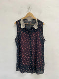 Fabulous Semi sheer tunic top crochet collar and camisole Uk20 George #2 CR002