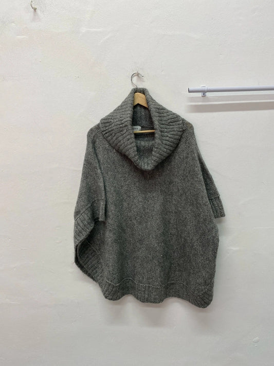 Papaya Grey mohair blend poncho one size super cosy MM005