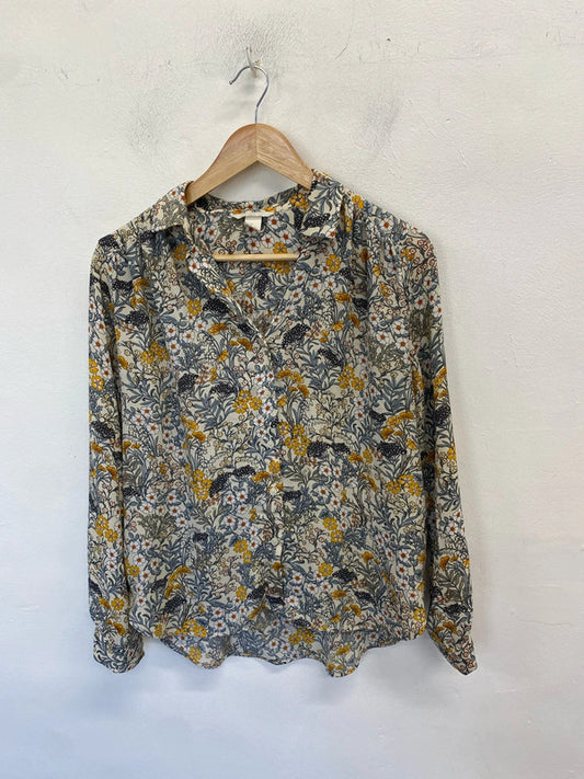 Lovely H&M spring vibe yellow floral blouse UK 8 AG005