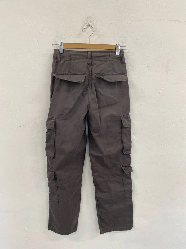 Bershka Trendy Grey Cargo Trousers UK 4 SD002