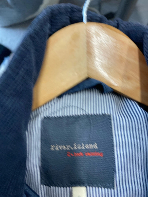 Fabulous River Island Navy quilted Jacket UK6 faux leather KM004