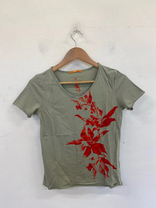 Hugo Boss Orange Label Stylish Khaki & Red Botanical Shirt Size M SW001