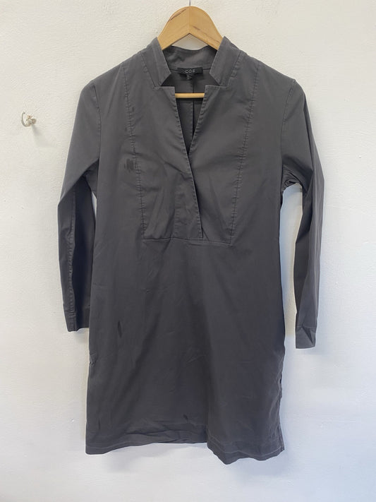 COS Grey Tunic Smock MIDI Dress Cotton Long Sleeves With Pockets Size36 FE001