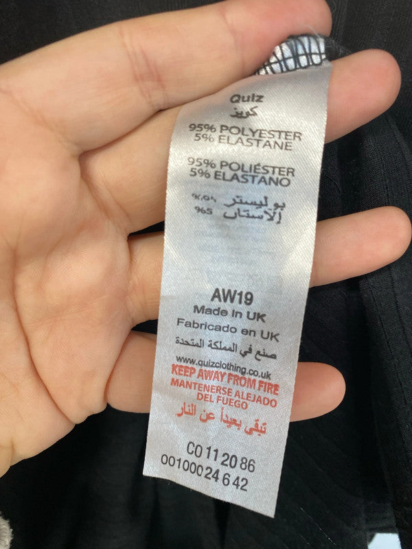 Quiz Elegant Black Ribbed Mesh Sleeve Blouse UK 20 RM002