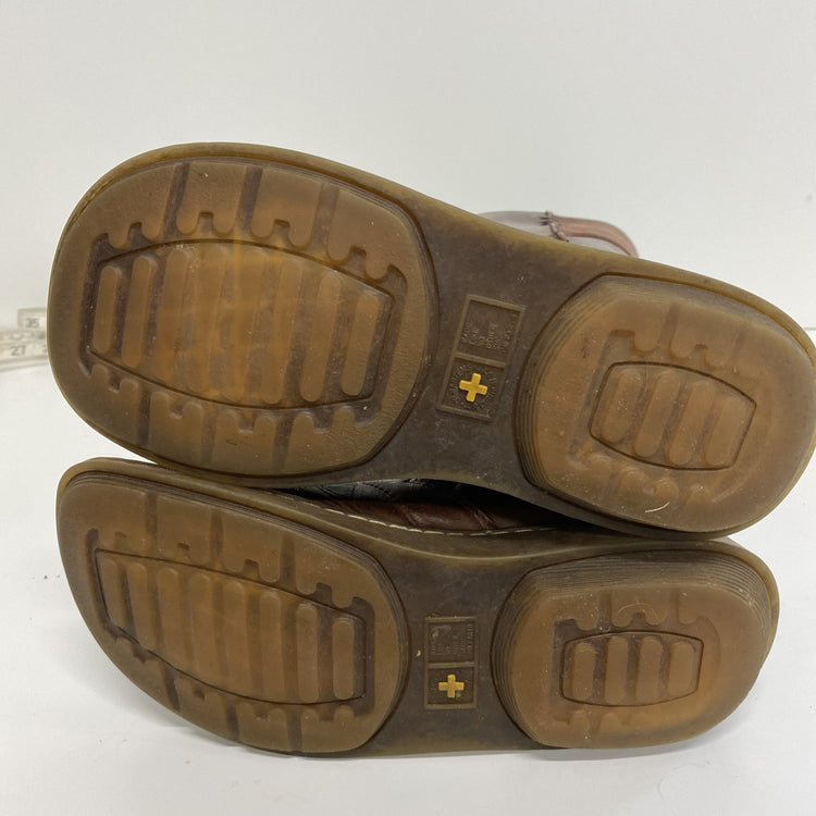 Dr Martens Vintage 10492 Mid Calf Brown Leather Biker Zip Wedge Boots Uk5 MM005