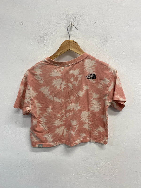 Lovely the north face pink white tie dye crop top UK S JB001