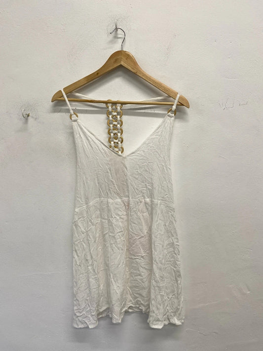 Lovely river island white beach cover with gold pattern back UK S KM004