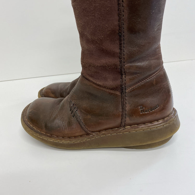 Dr Martens Vintage 10492 Mid Calf Brown Leather Biker Zip Wedge Boots Uk5 MM005