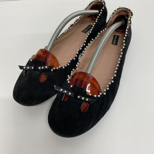 Marc Jacobs Leather Velvet Pearl Embellished Soft Ballet Pumps Uk8 EUR 41 CN001