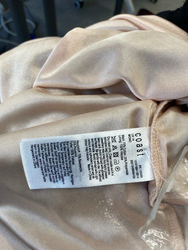 Fabulous Coast Overlay occasion dress Uk14 black & nude MW001