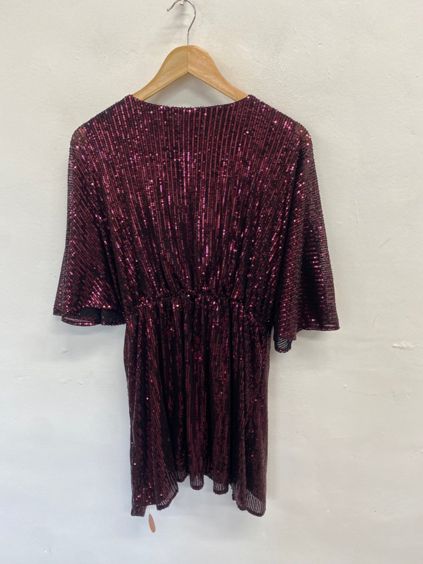 Stunning Style Cheat Mini dress UK 14 Burgundy sequin party DM561