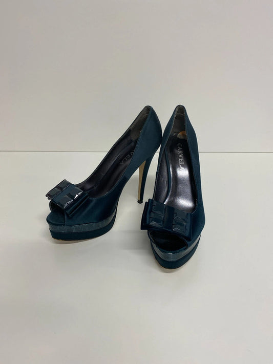Carvela Fabulous Sea Green Croc Effect Heels UK 5 AE001