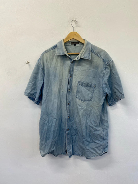 Fabulous PG Field short sleeve light wash denim shirt size L KD001