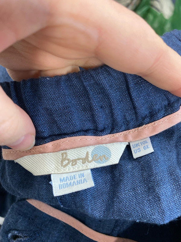 Boden Boho Navy Linen Trousers UK 10L MM005