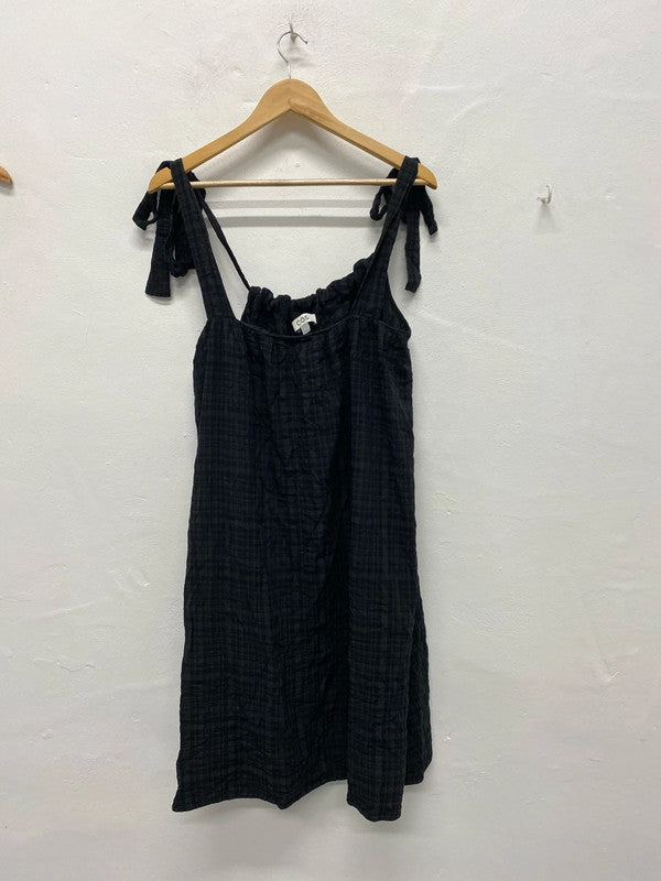Fabulous Cos checked summer smock dress UkS EUR S black grey KS002
