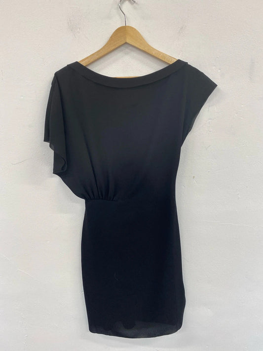 Reiss Elegant Yen Black Asymmetric Mini Dress UK 6 SD002