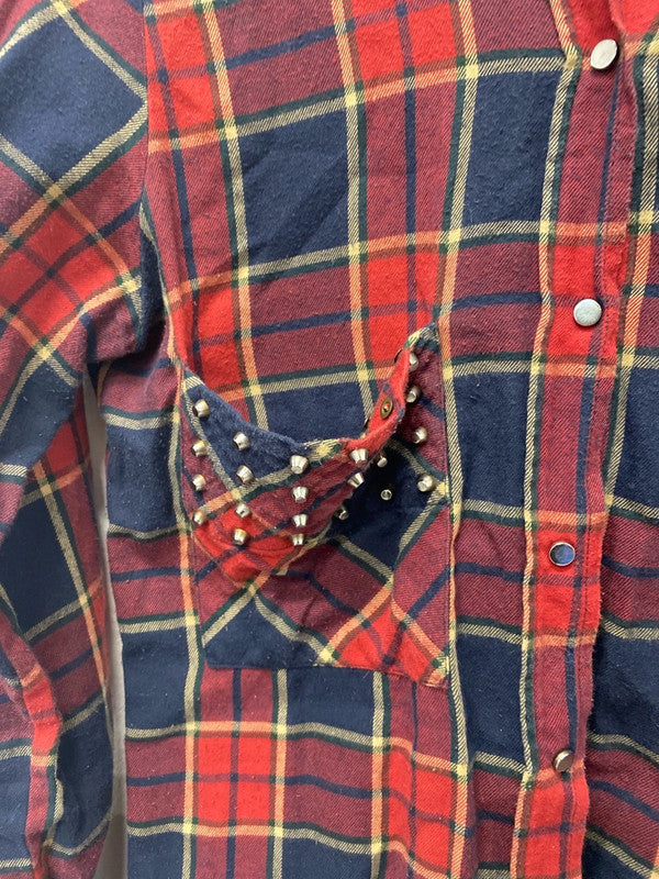 Fabulous Western tartan vibe shirt studded UkM pure cotton Zara JB001