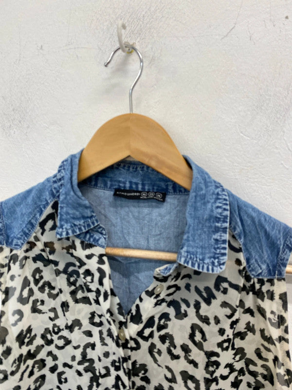 Fabulous Primark loose fit animal print semi sheer top Uk10 JR001