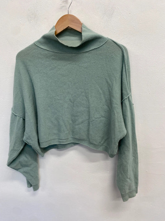 Lovely Free People Mint Cashmere Jumper High Neck UK XS RF001