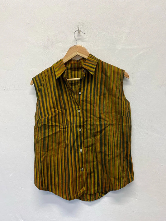 Fabulous Handmade striped sleeveless shirt Uk14/16 EC003