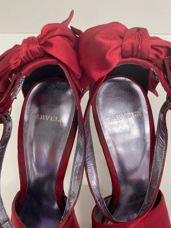 Carvela Elegant Red Satin Bow Detail Heels UK 5 AE001