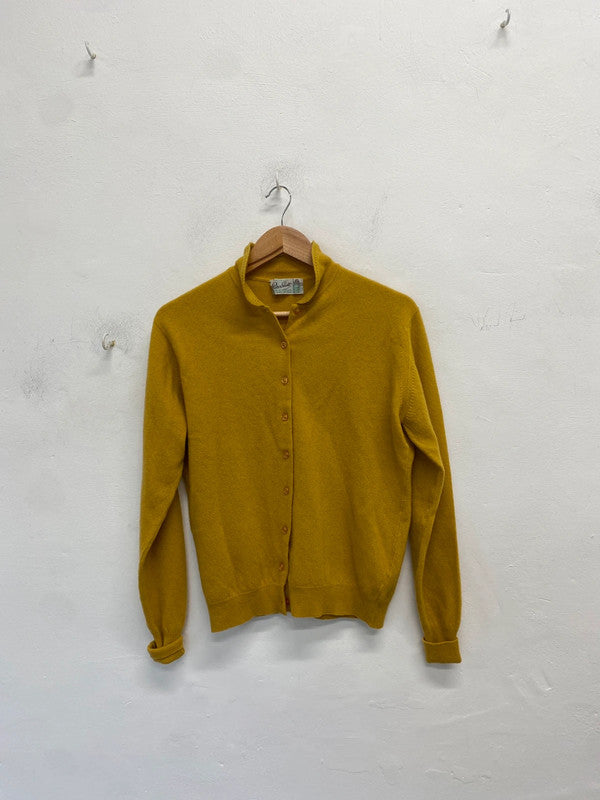 Lovely Peter Scott Mustard Pure Wool Cardigan Pit To Pit 22.5 L 23inch JM007