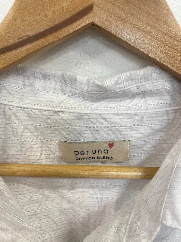 Per Una Boho Sheer White Botanical Pattern Shirt UK 22 LK006