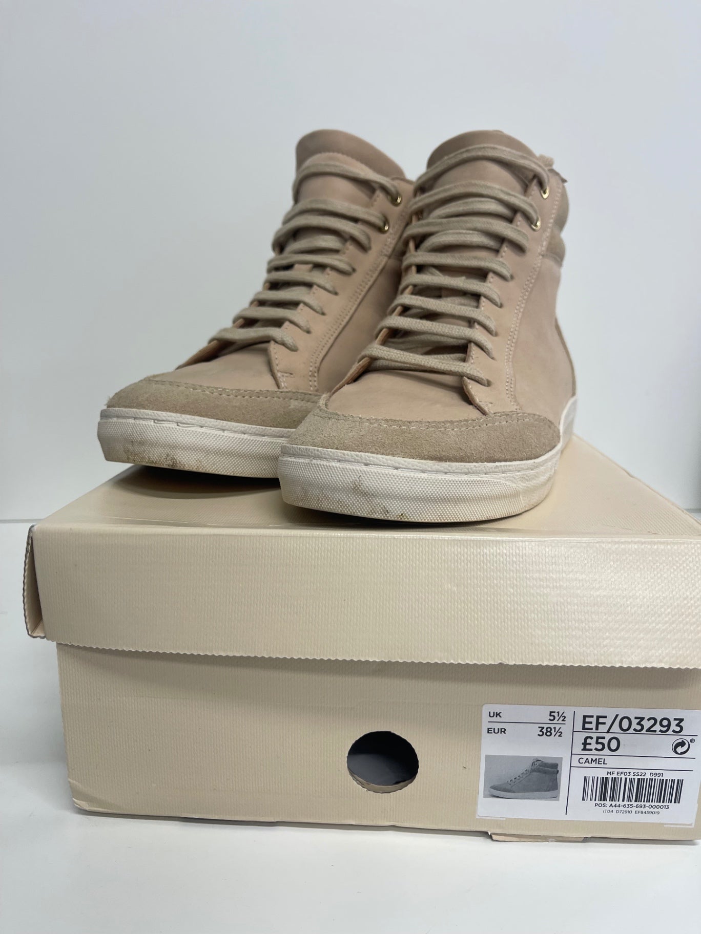 Stunning Next leather high top gold  Sneakers Uk5.5 Beige kS544