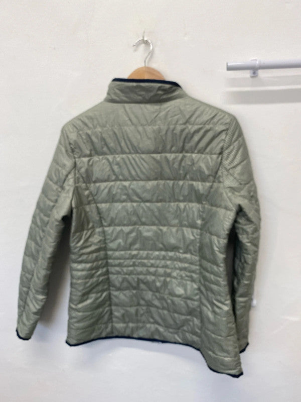 Fabulous Danwear Vintage puffer coat Green white striped Uk12 MW001