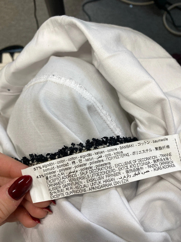 Lovely Zara basic white shirt wi the grey textured shoulder buckle UK M LB005