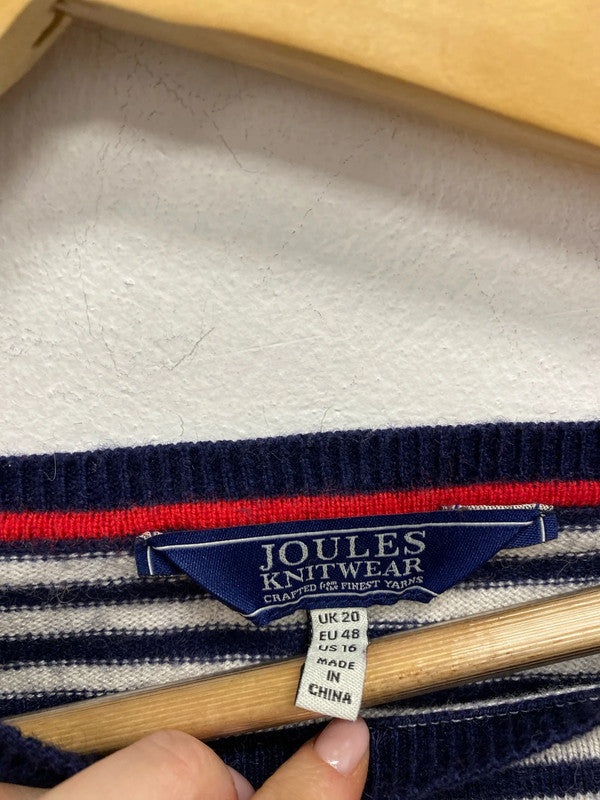 Lovely joules cash wool blend navy striped jumper UK 20 KN002