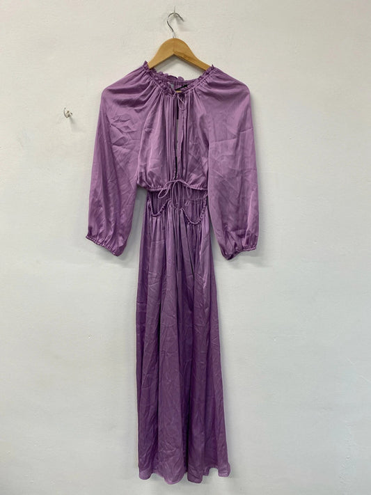 Zara Stunning Lilac Satin Maxi Dress Size M KS002