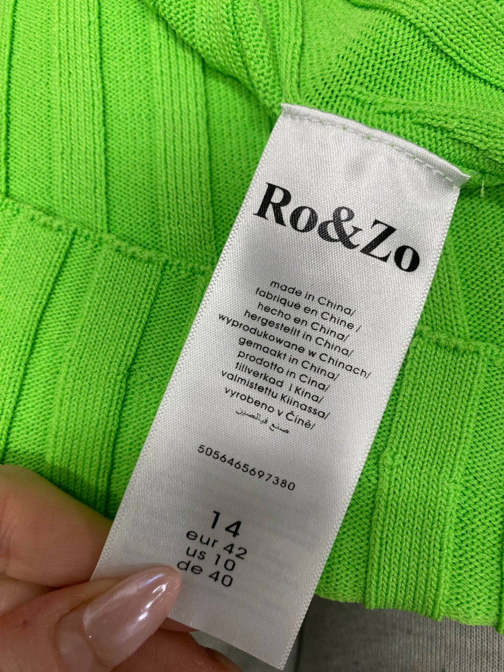 Fabulous Ro&Zo Midi Dress UK 14 Green ribbed KC528