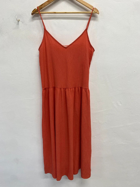 Stunning mango pink textured Strappy smock dress UK S KS002