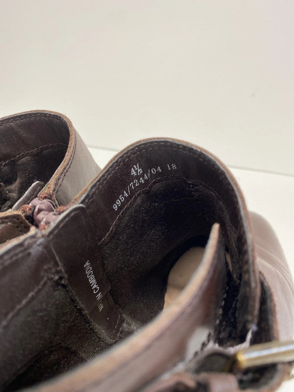 M&S Chic Chocolate Brown Leather Ankle Boots UK 4.5 NC001