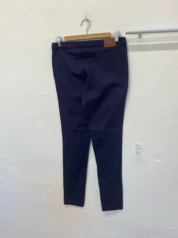 Fabulous Dark Blue tapered trousers side zip Uk10 New GK002