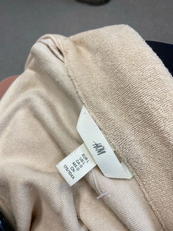 Lovely H&M beige towelling collared top UK L KM003