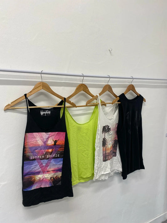 Fabulous Bundle of ladies tanks UK6-8 neon summer festivals LK006