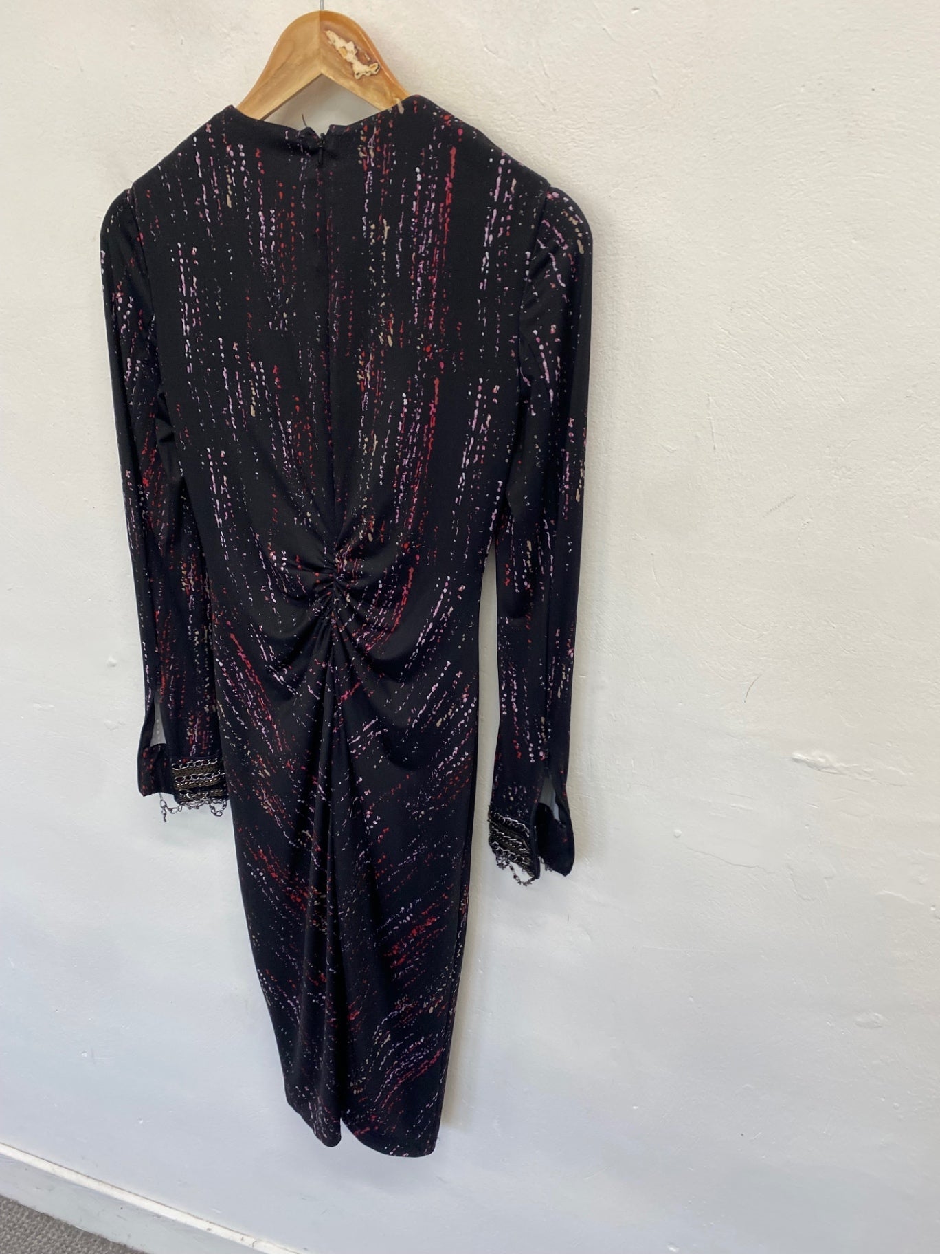 Fabulous Damsel in a dress sexy Midi chain Dress Uk 10 Black purple KC528