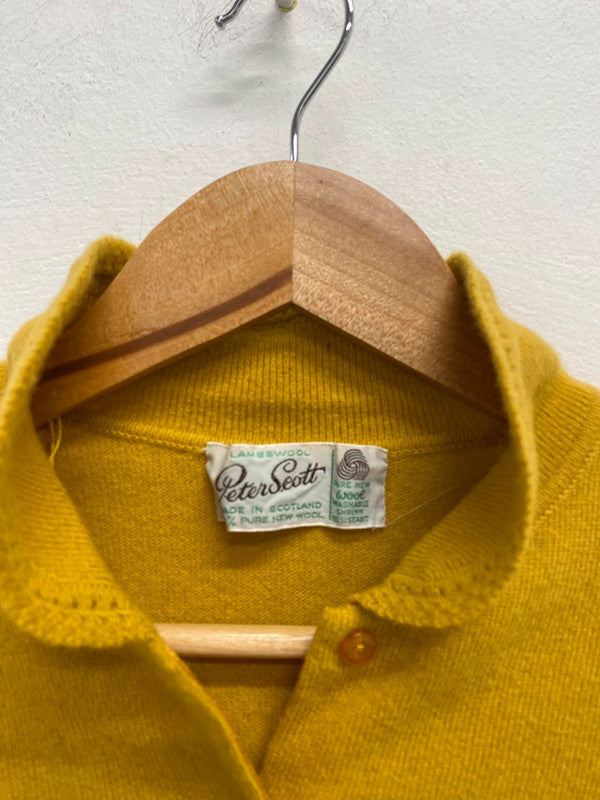 Lovely Peter Scott Mustard Pure Wool Cardigan Pit To Pit 22.5 L 23inch JM007