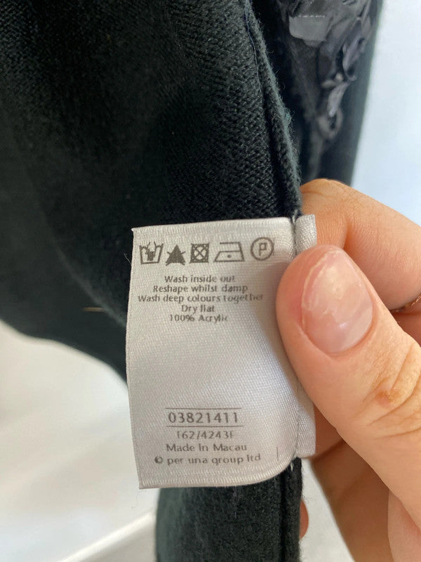 Fabulous Per Una black cardigan with stunning floral design uk 16 KD001